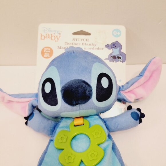 Infant Toddler Disney Baby Stitch Teether Blanky Plush Sensory Crinkle Teether - Picture 2 of 4